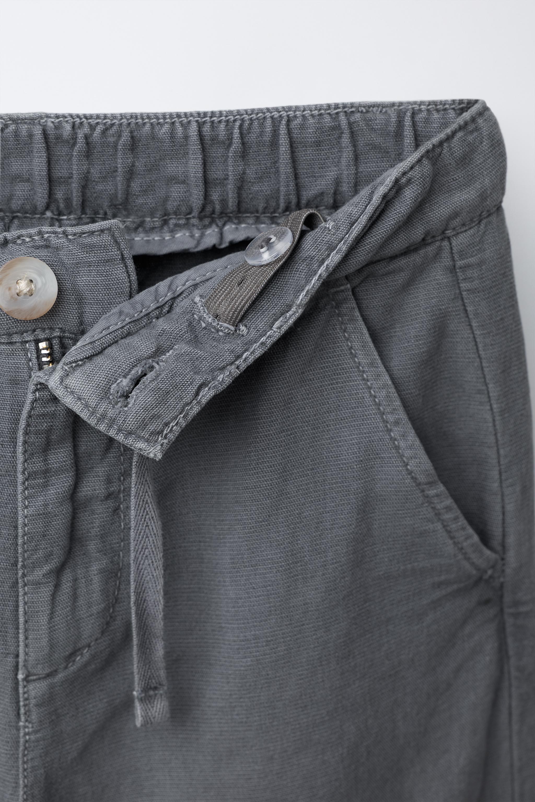 PANTALON DROIT AVEC COTON ET LIN